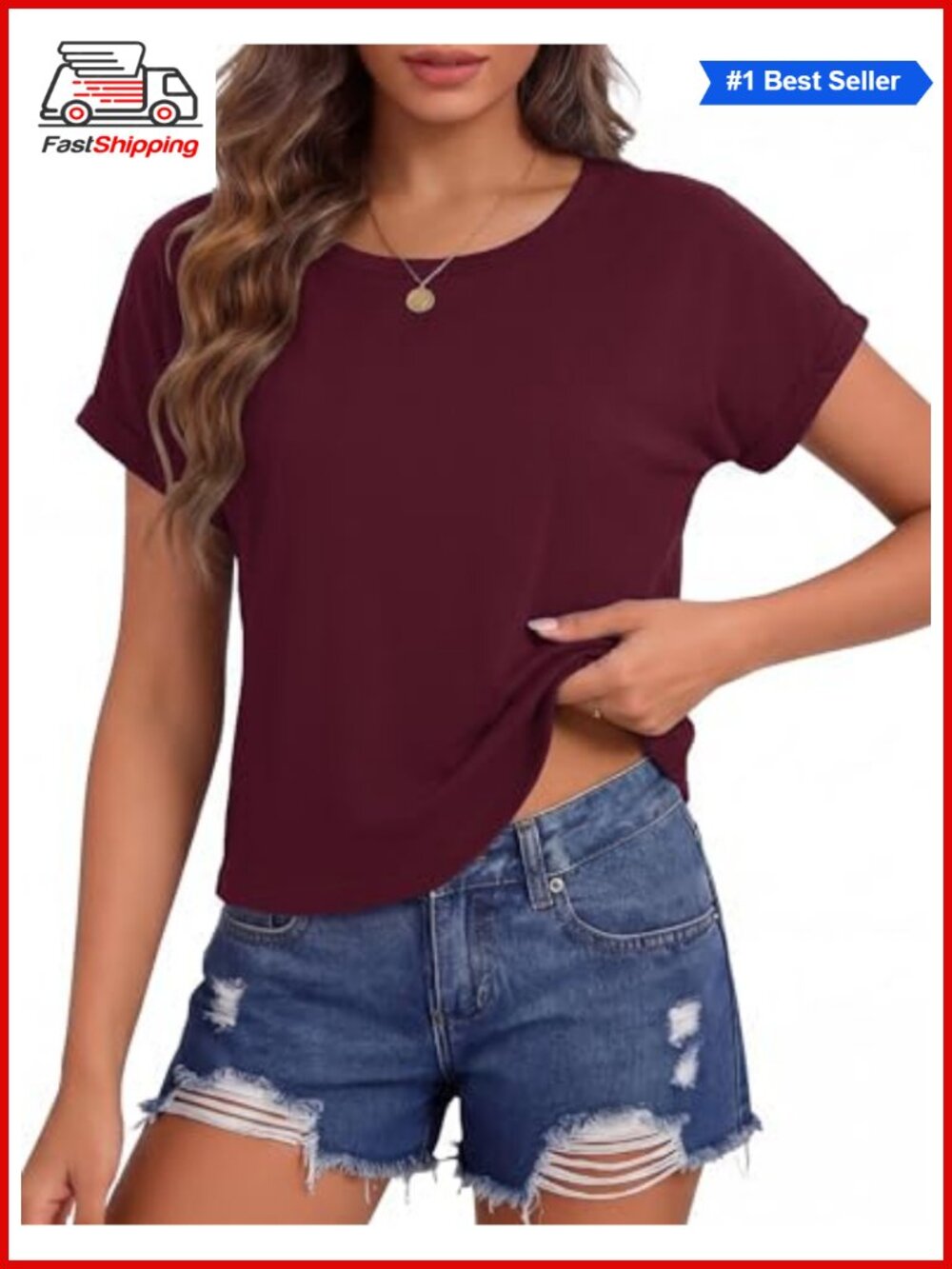 ✨ Crop Top Crewneck Short Sleeve Boxy Tee Polyester Cotton Spandex Womens